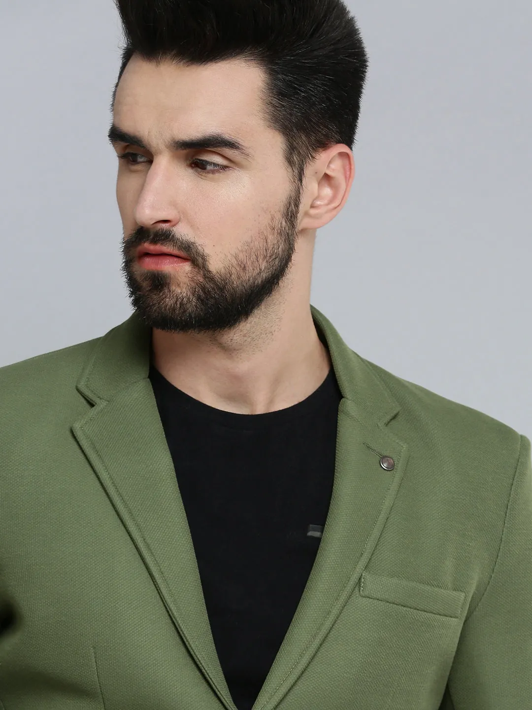 Men Green Solid Blazer