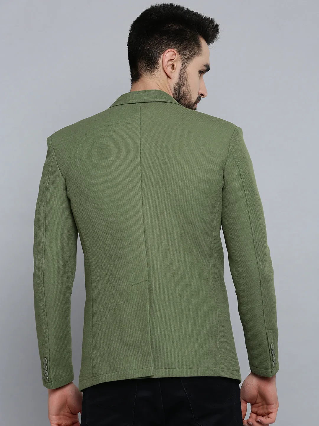 Men Green Solid Blazer