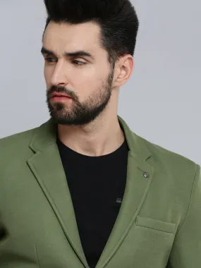 Men Green Solid Blazer
