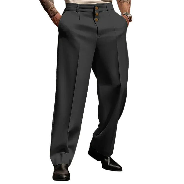 Men's Business Solid Three Button Pockets Straight Leg Suit Pants 250199996
