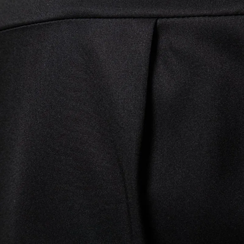 Men's Casual Lapel Slanted Placket Asymmetric Slim Fit Long Sleeve Shirt 50452395M