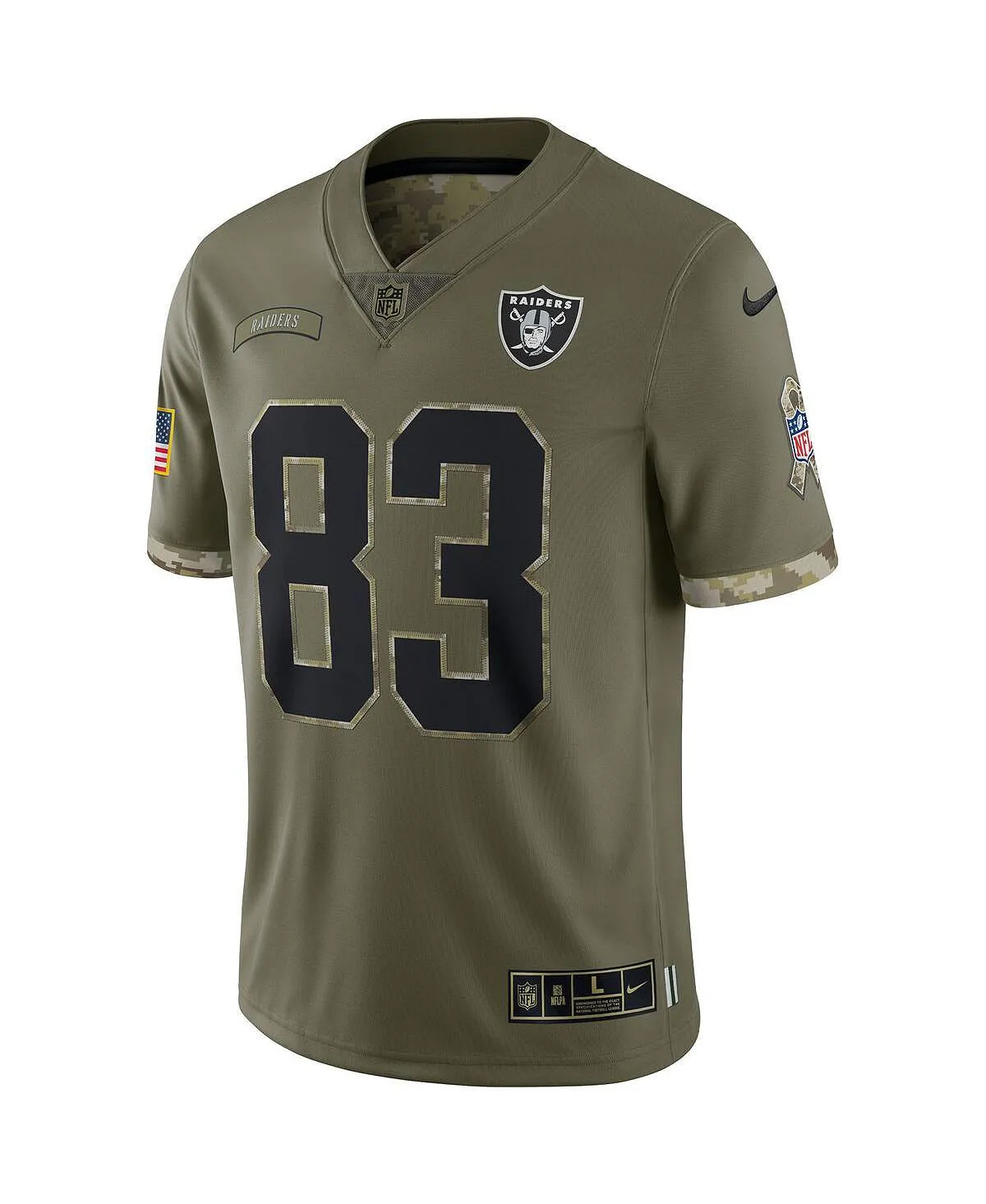 Men's t-shirt darren waller olive las vegas raiders 2022 salute to service limited jersey Nike