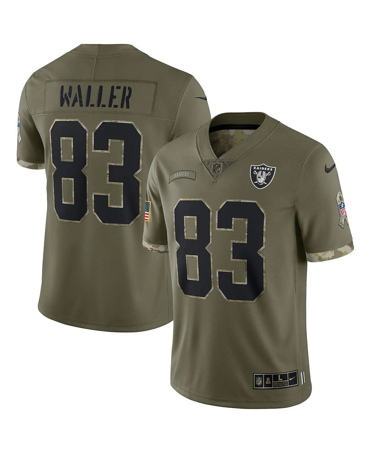 Men's t-shirt darren waller olive las vegas raiders 2022 salute to service limited jersey Nike