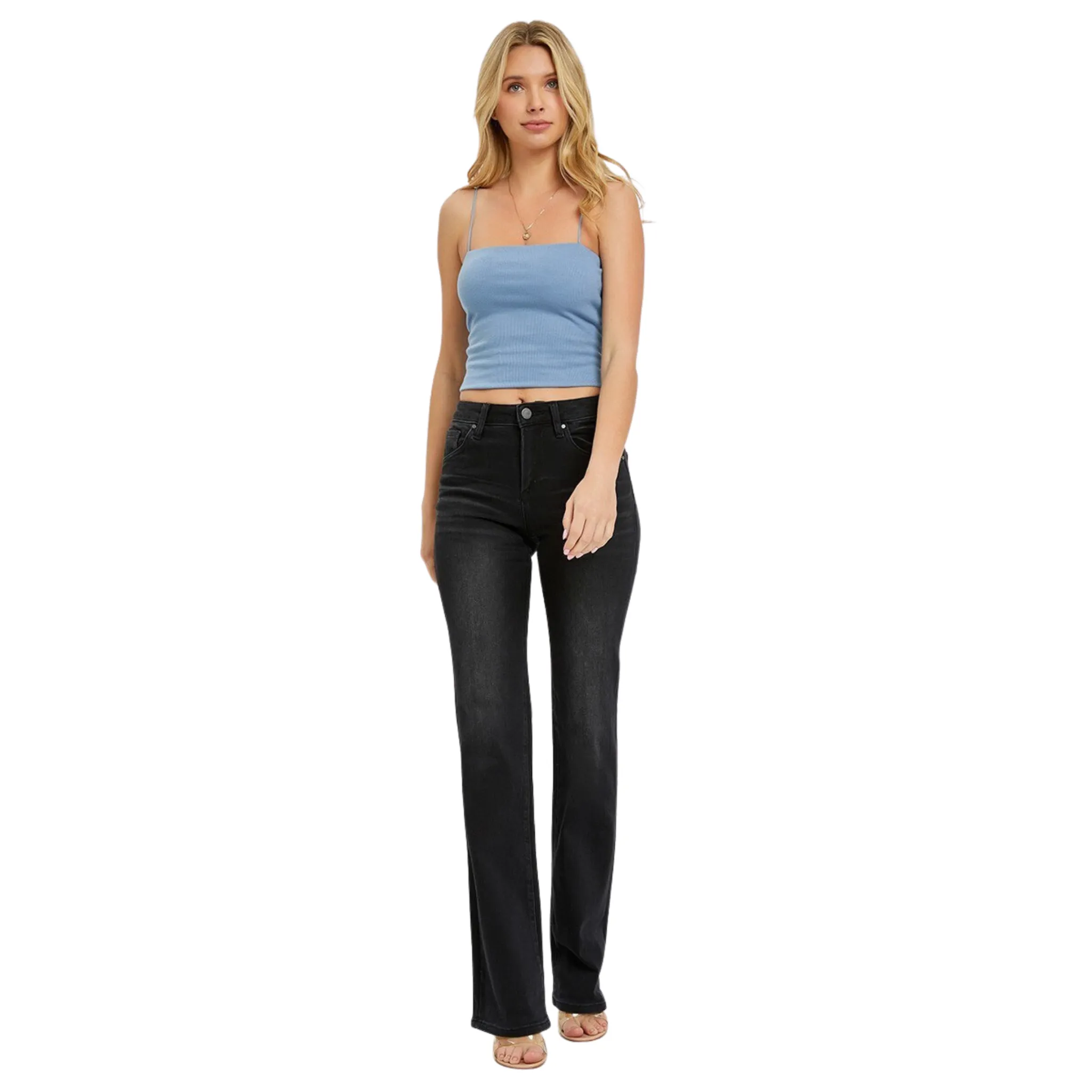 Mid Rise Slim Straight Jeans