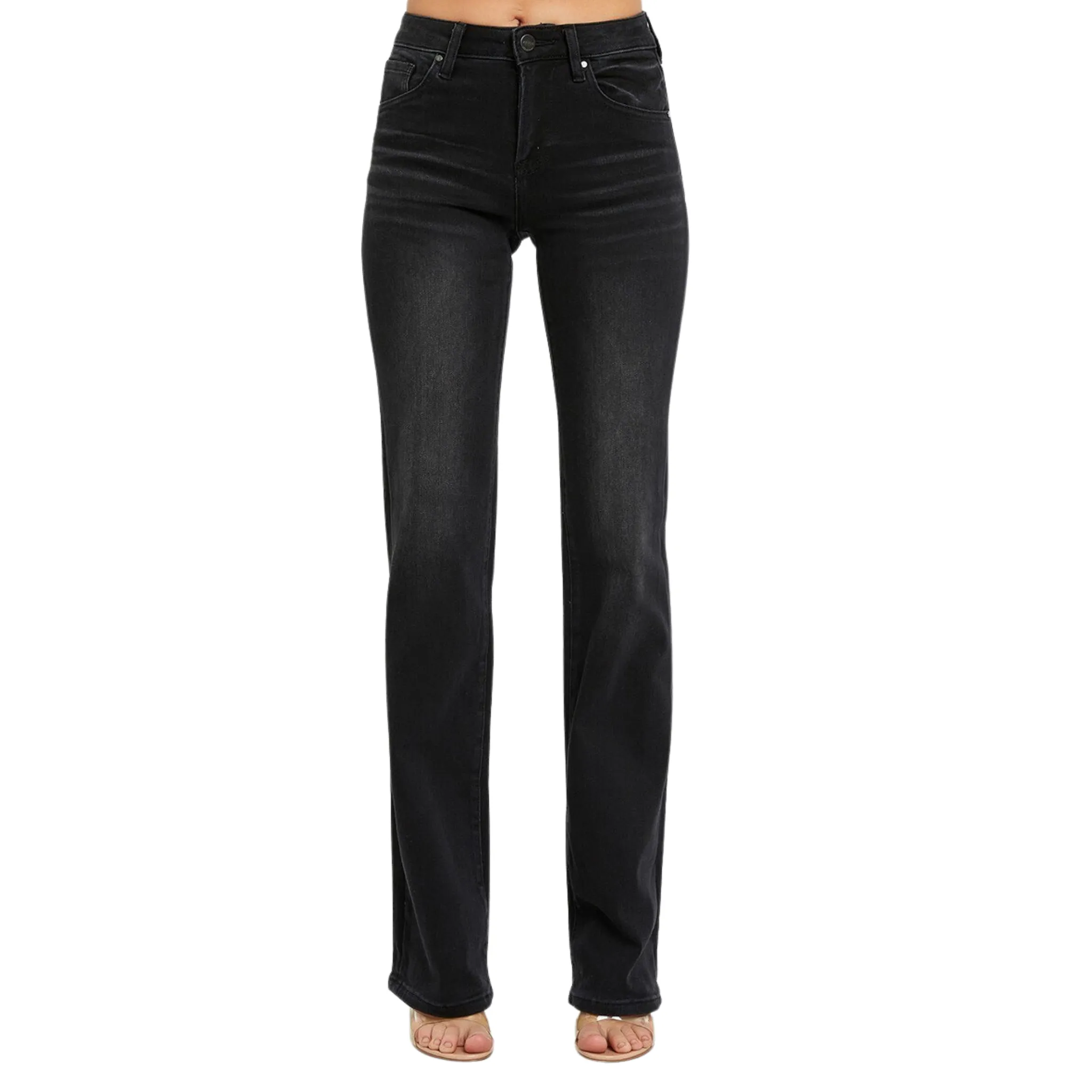 Mid Rise Slim Straight Jeans