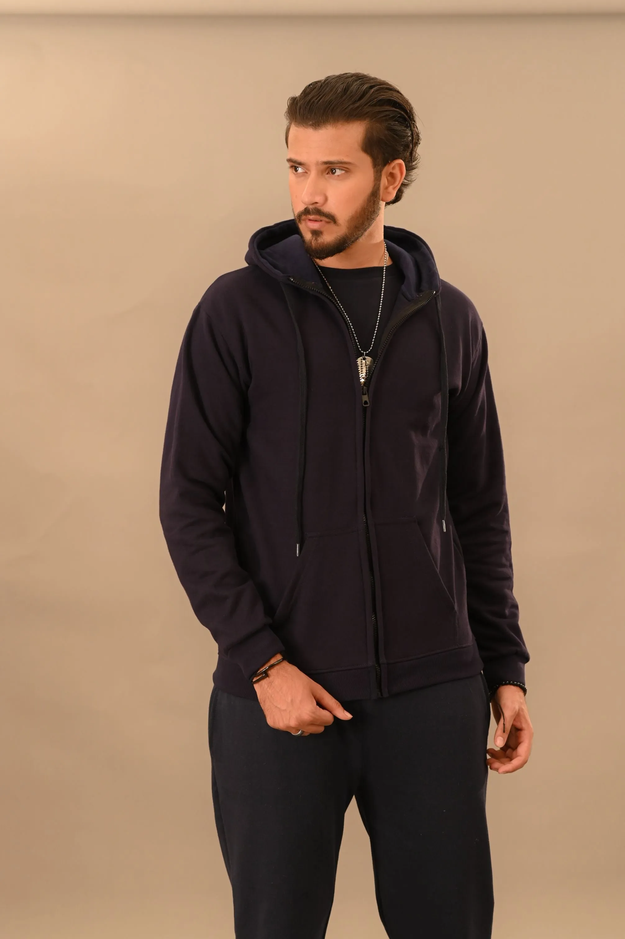 Navy Blue Zipper Hoodie