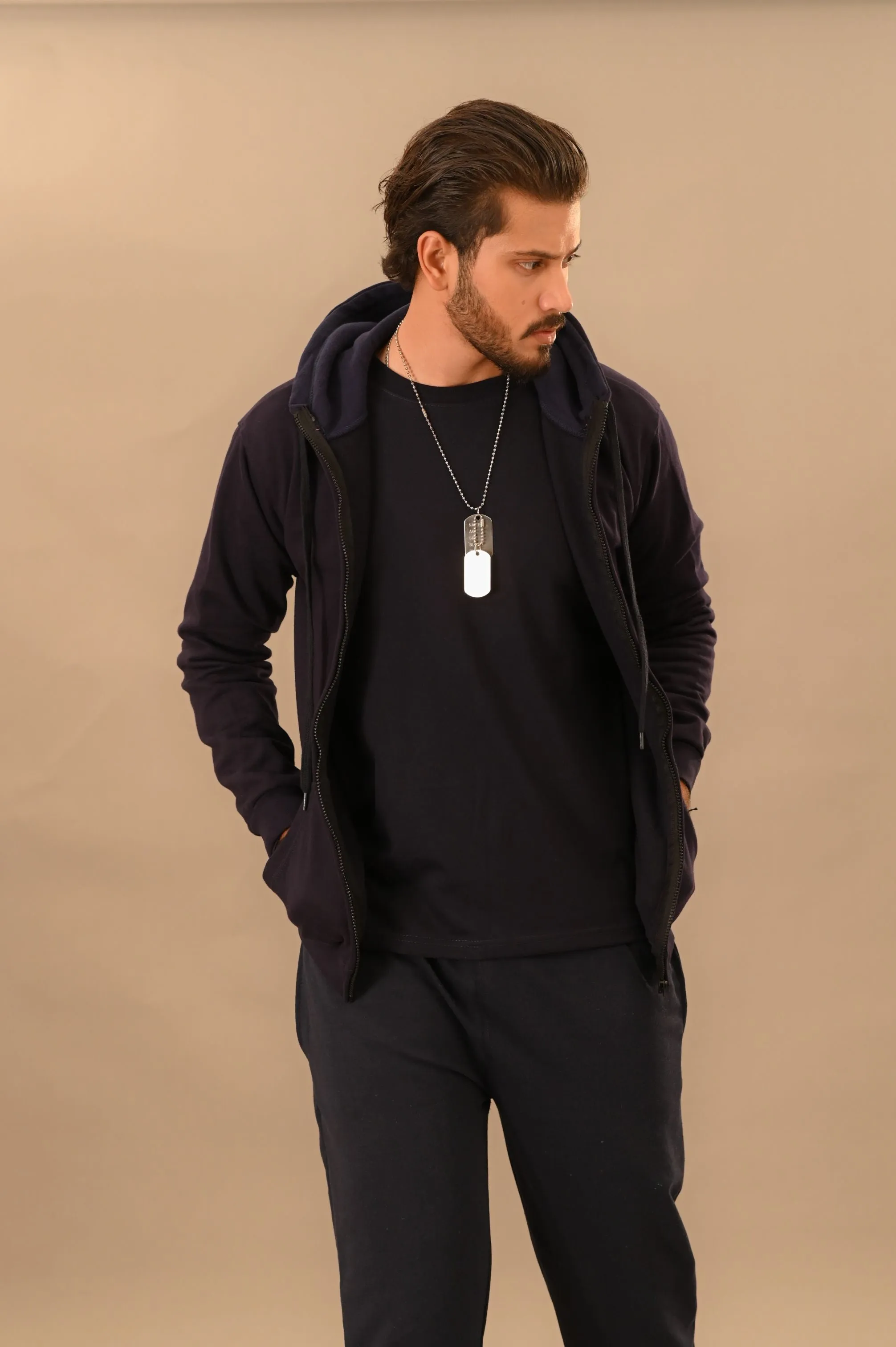 Navy Blue Zipper Hoodie