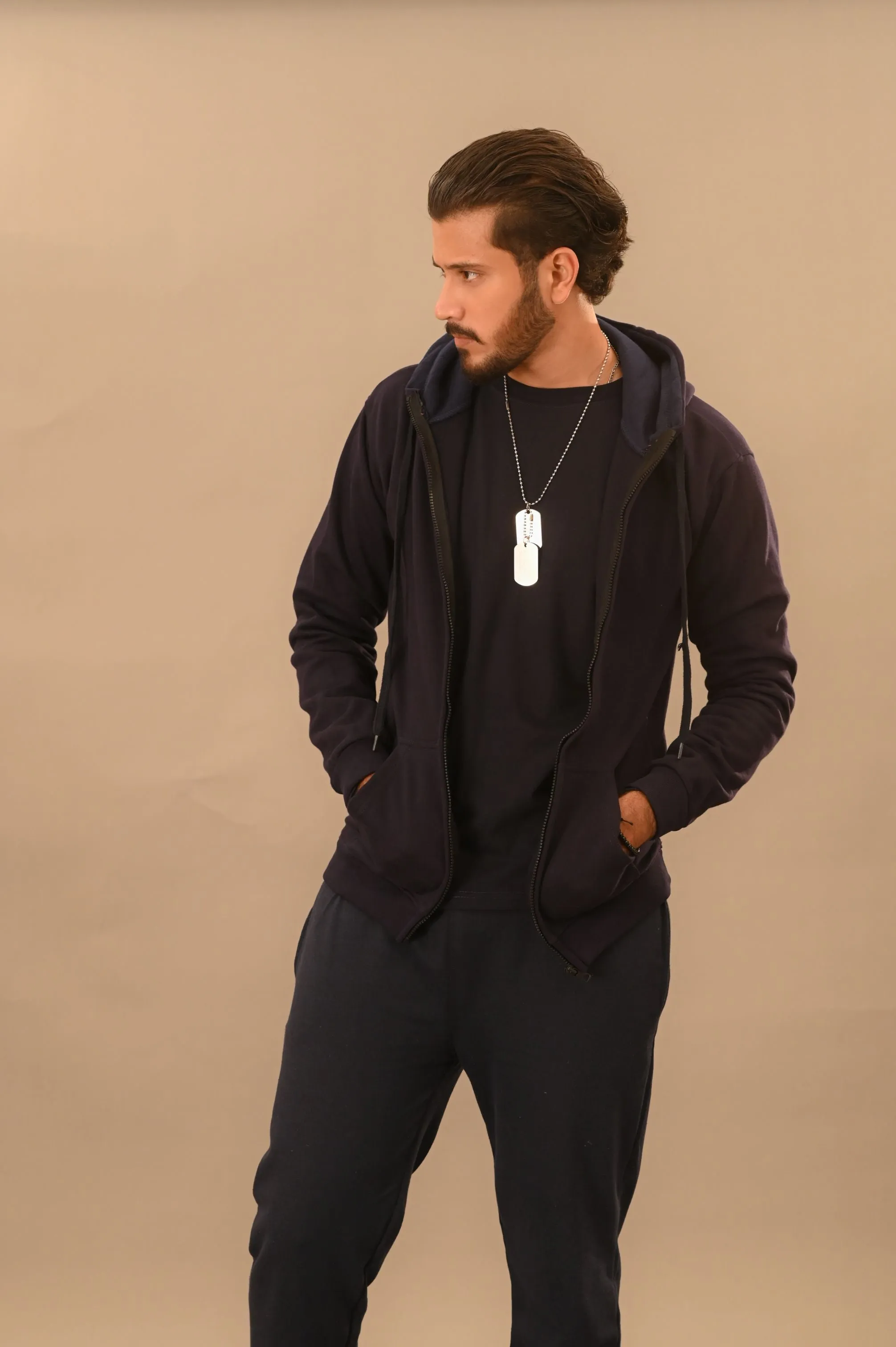 Navy Blue Zipper Hoodie