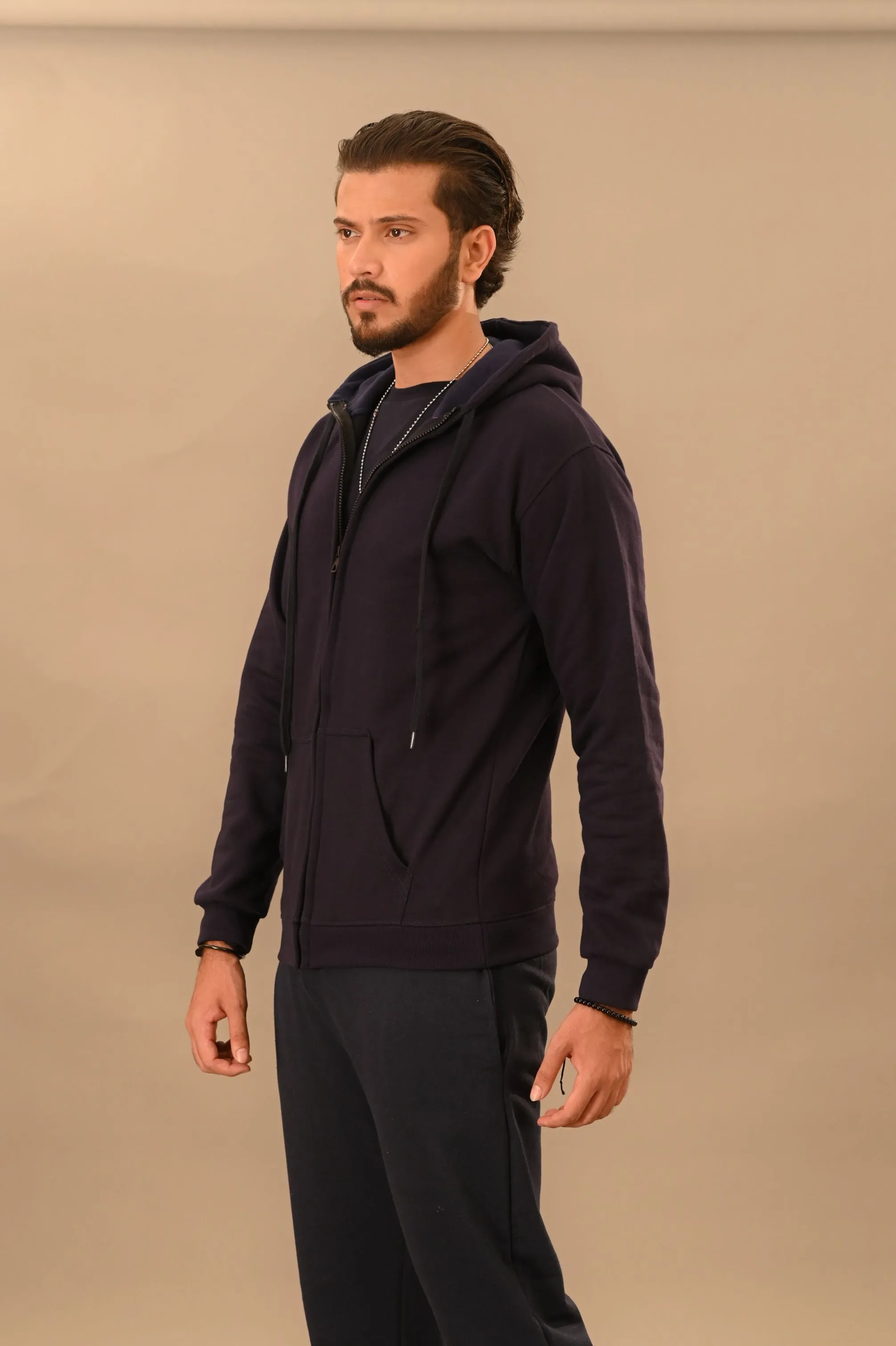Navy Blue Zipper Hoodie