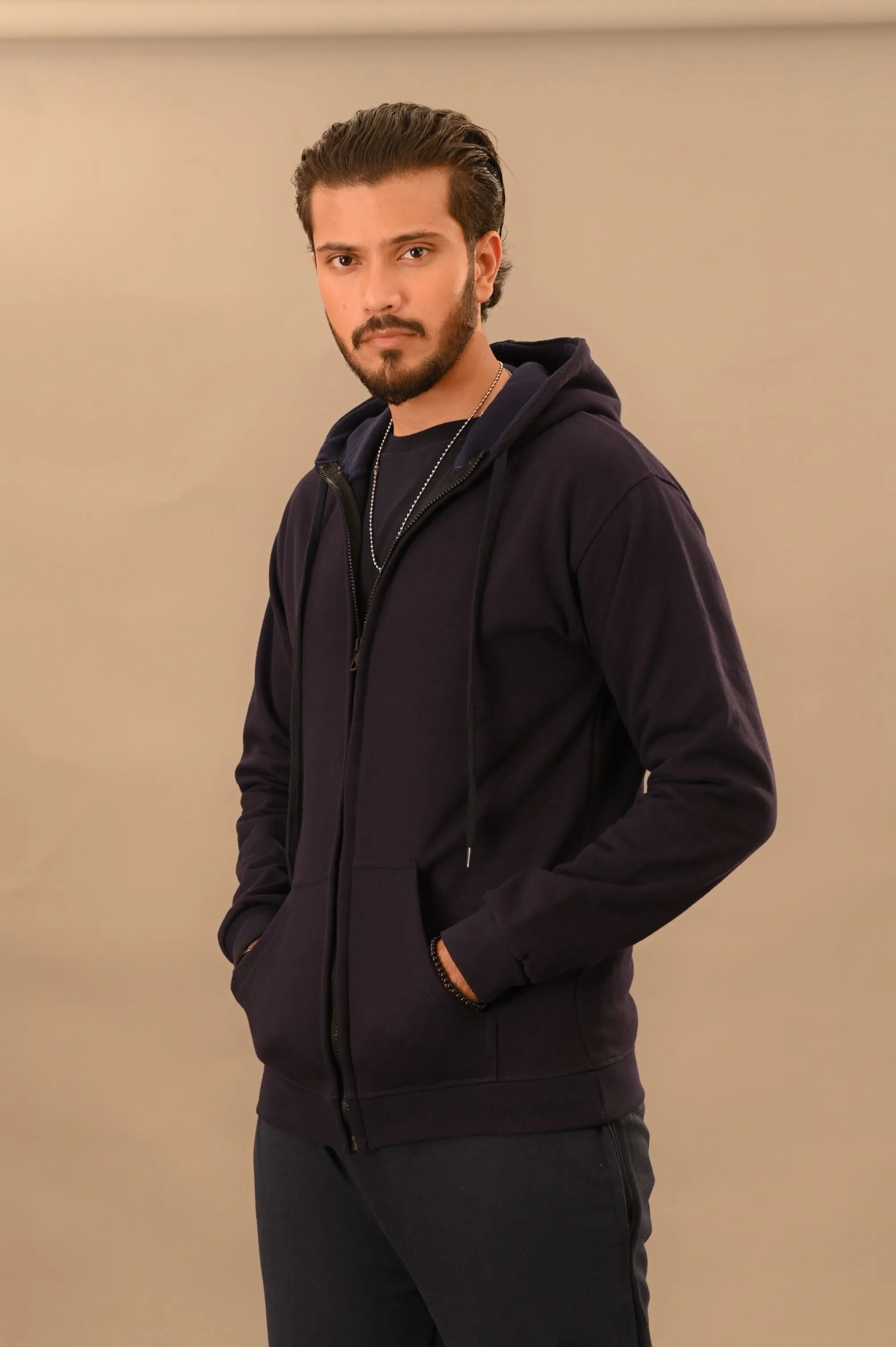 Navy Blue Zipper Hoodie