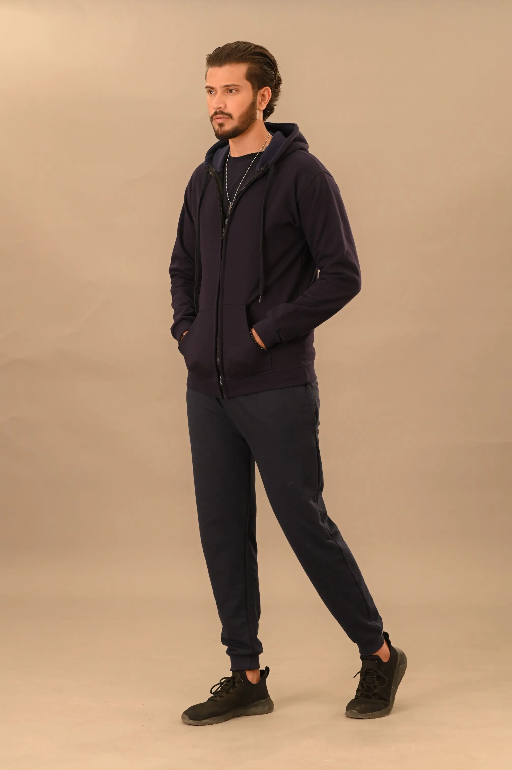 Navy Blue Zipper Hoodie
