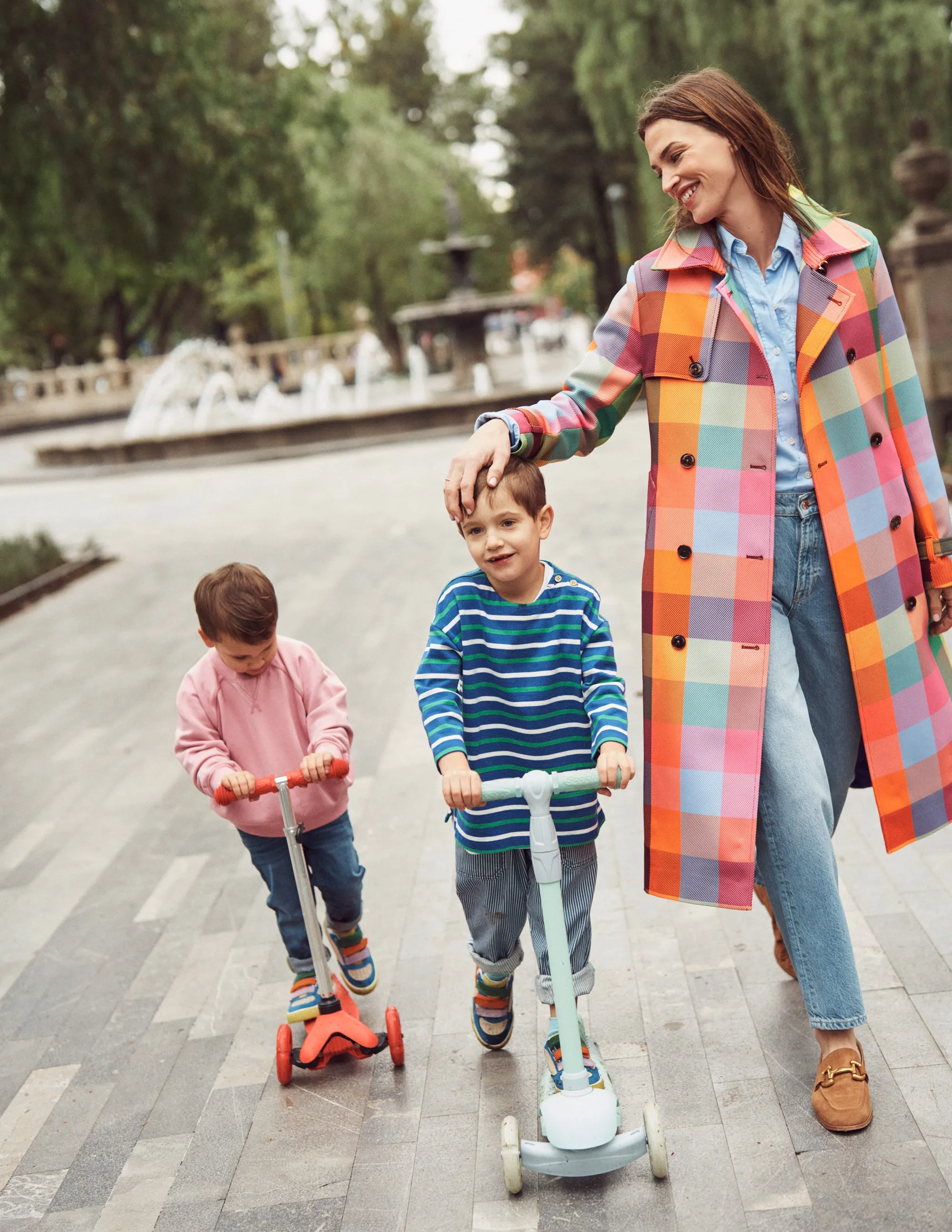 Neon Belted Trench Coat-Check