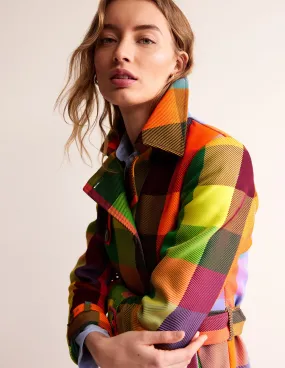 Neon Belted Trench Coat-Check