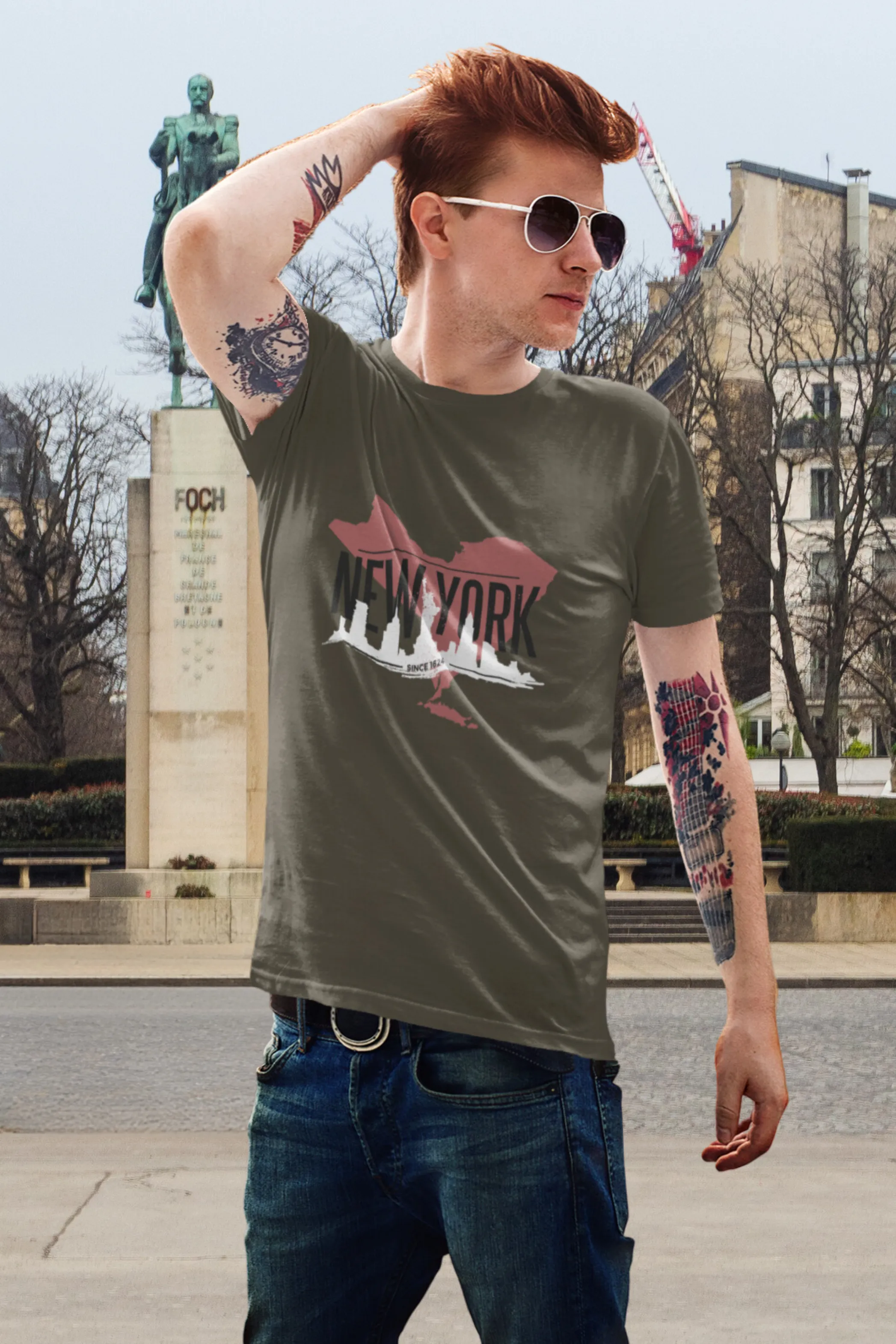 New York Skyline Printed T-shirt for men