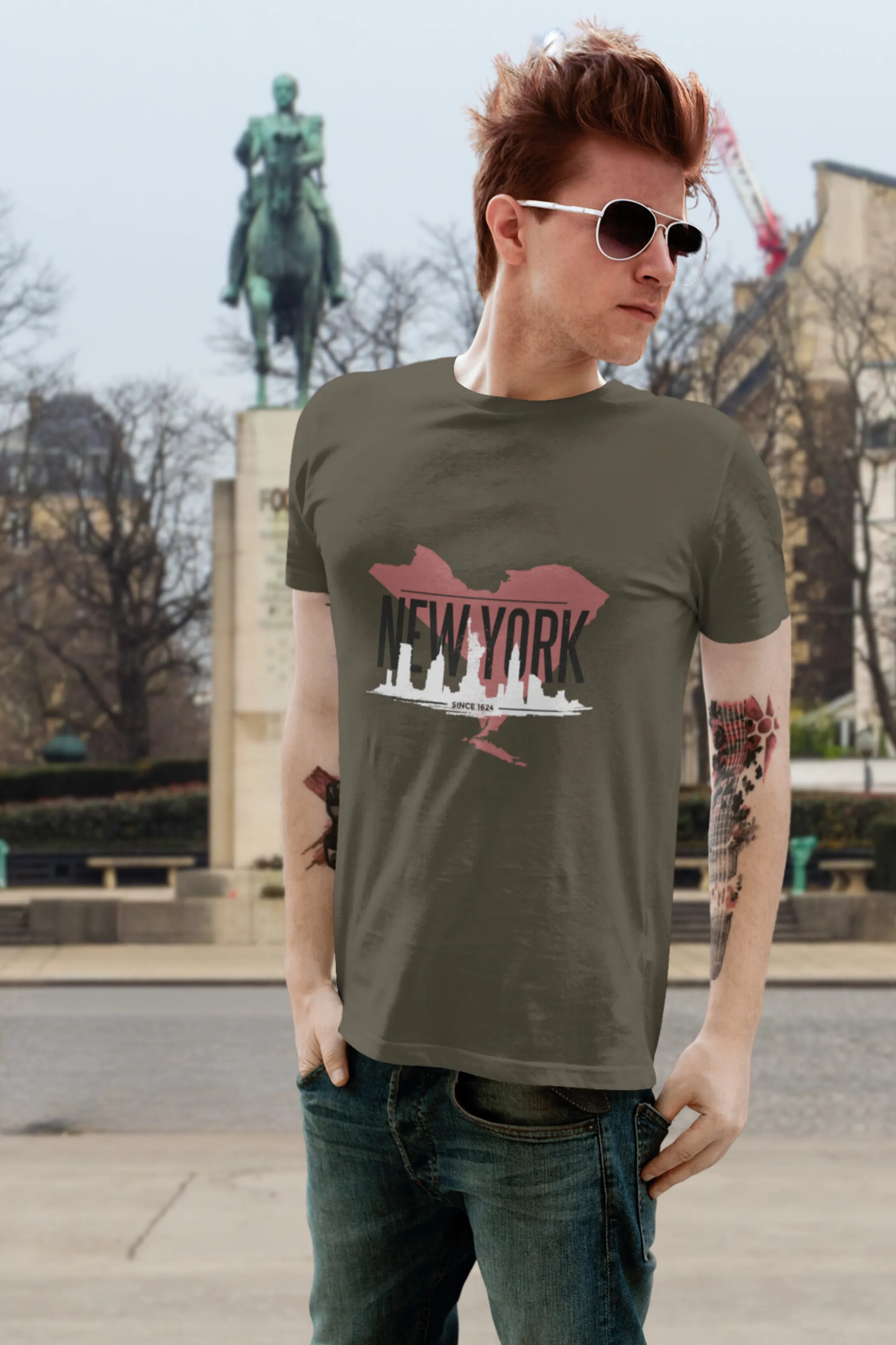 New York Skyline Printed T-shirt for men