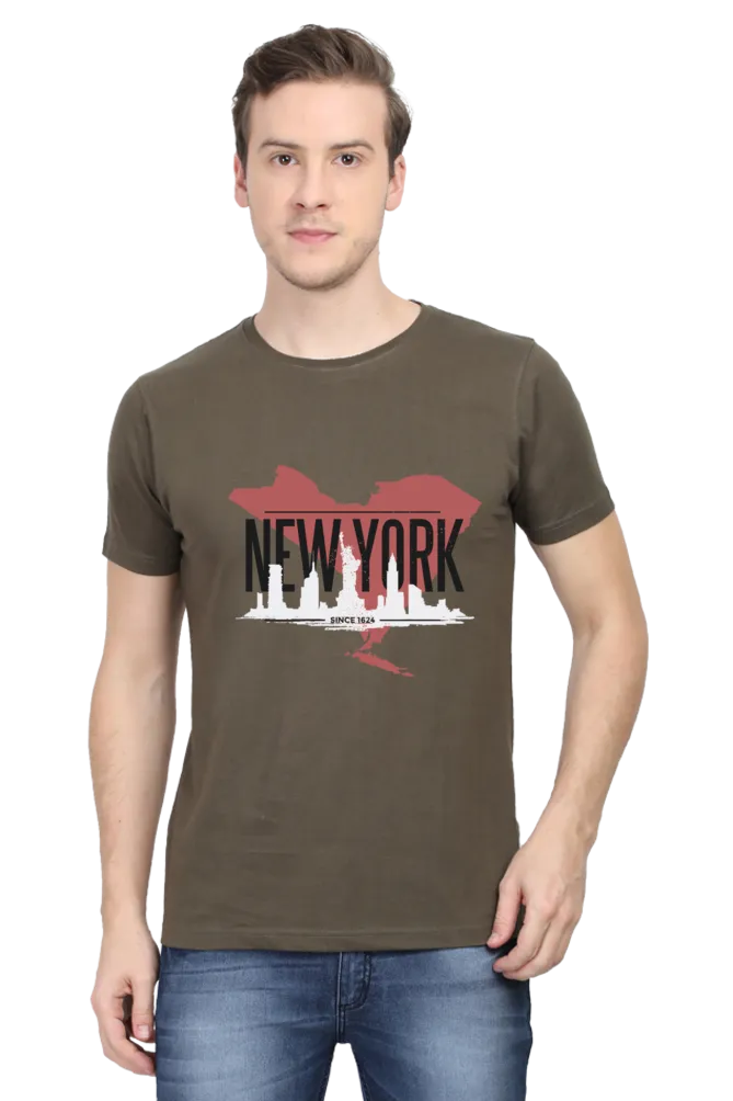 New York Skyline Printed T-shirt for men