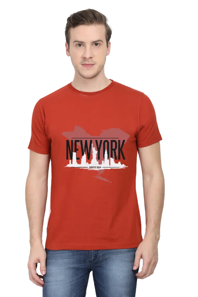 New York Skyline Printed T-shirt for men