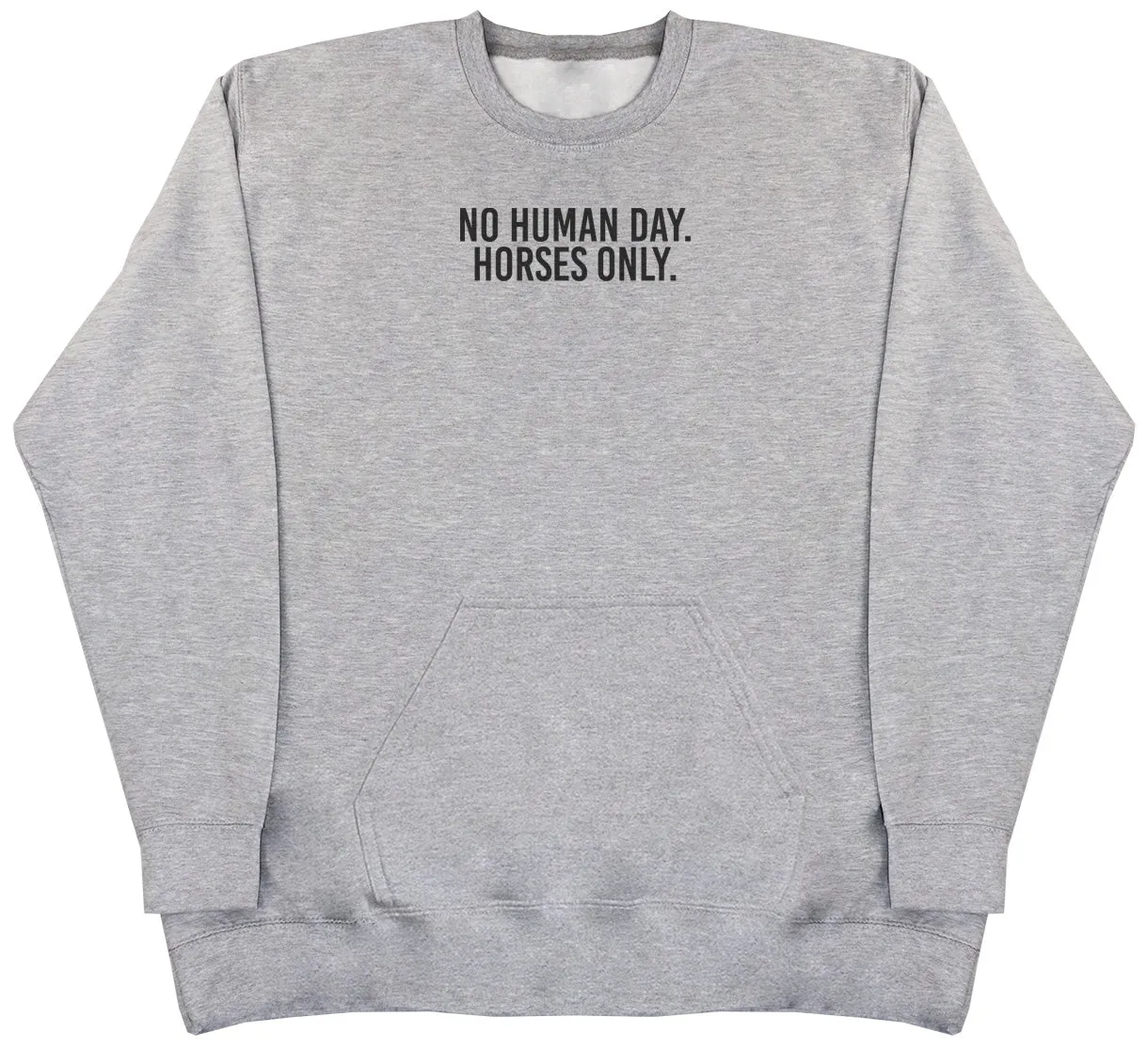 No Human Day. Horses Only - Huge Oversized Hoodless Hoodie