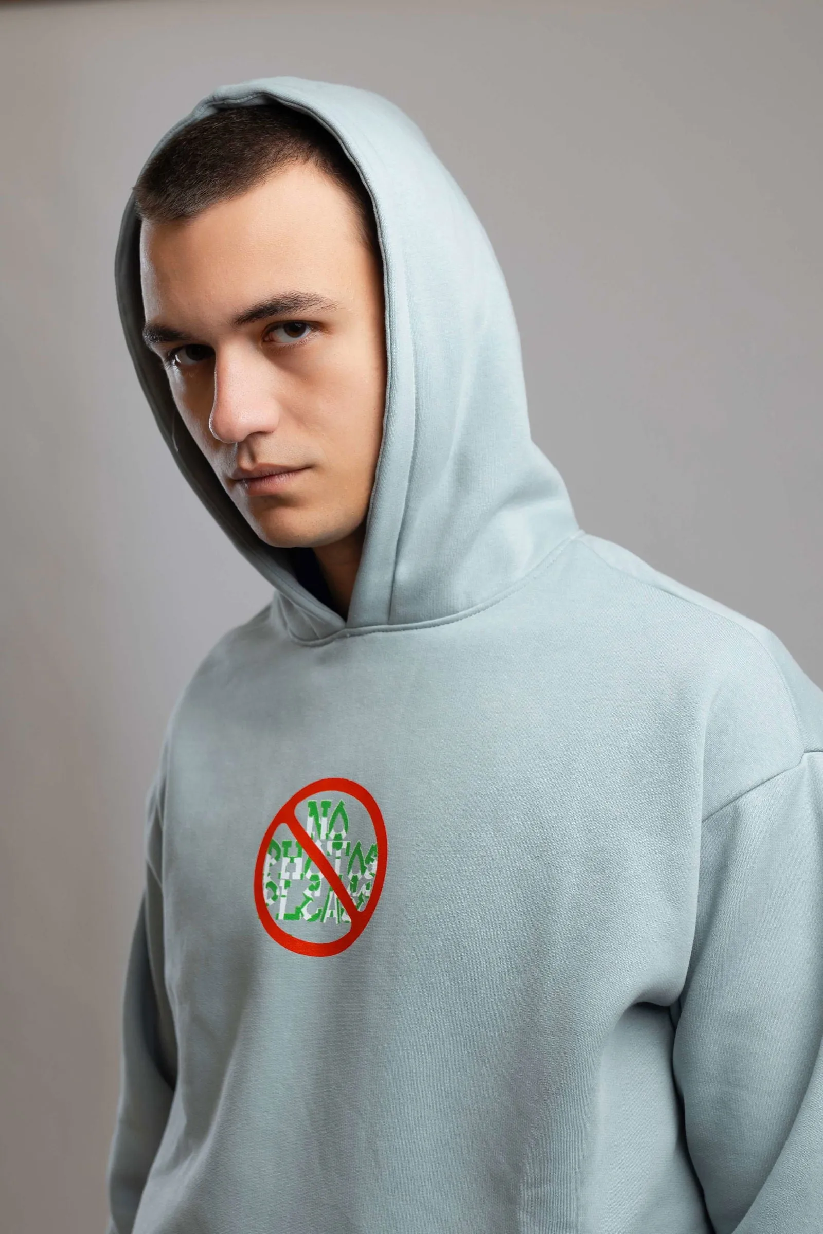 No Photo Please Hoodie-Light Blue