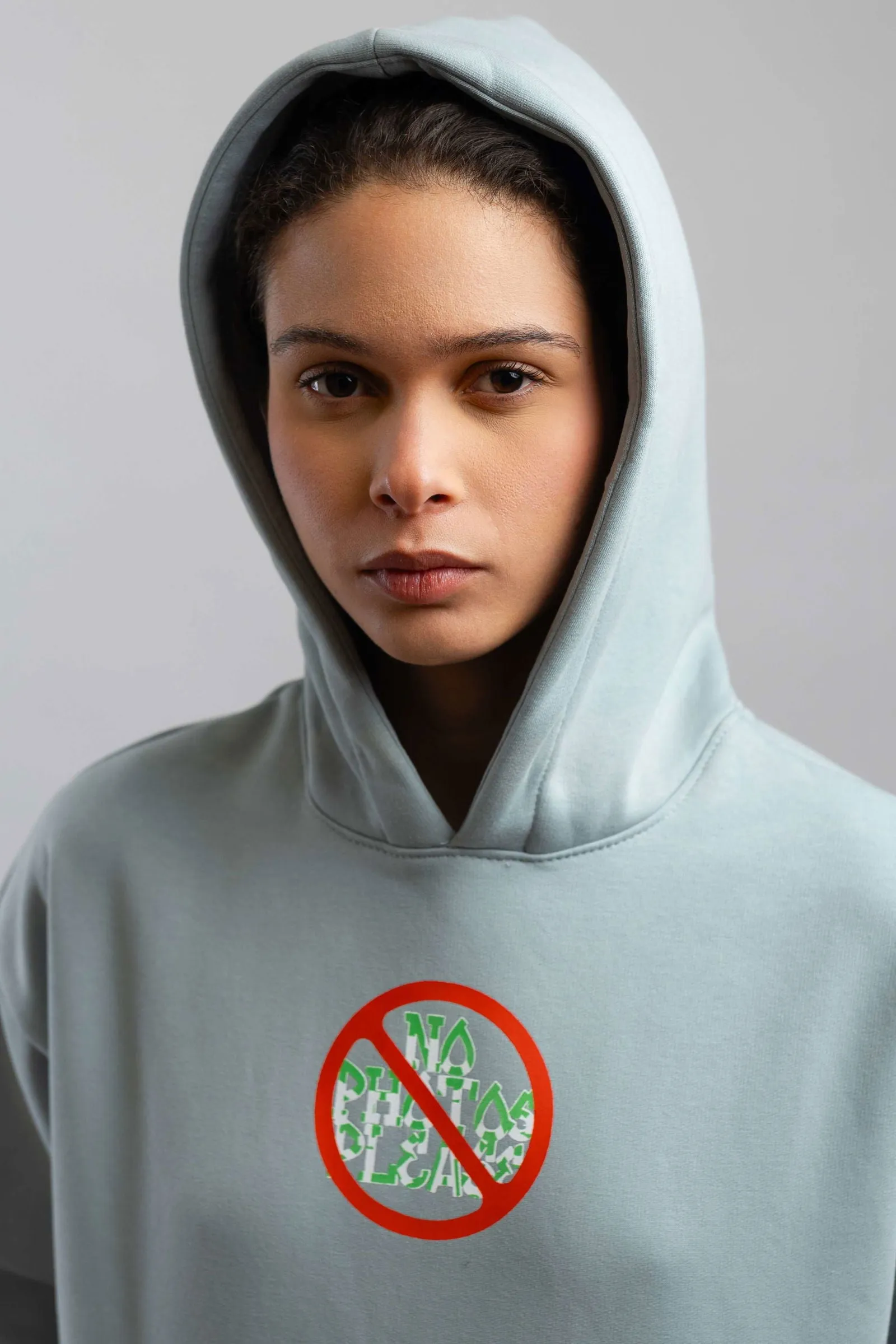 No Photo Please Hoodie-Light Blue