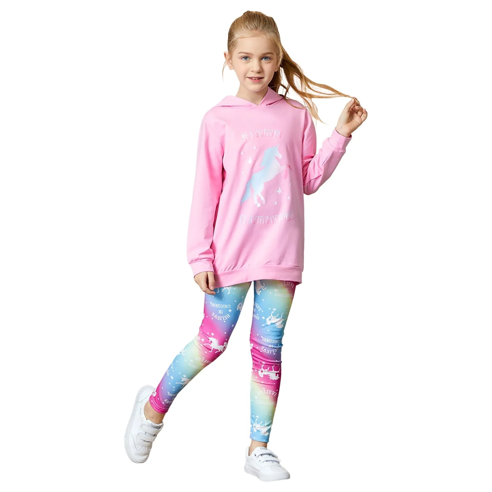 PatPat Kid Girls Sweatshirt and Jogger Set Leopard & Color Block Outfits Set Size 4-12