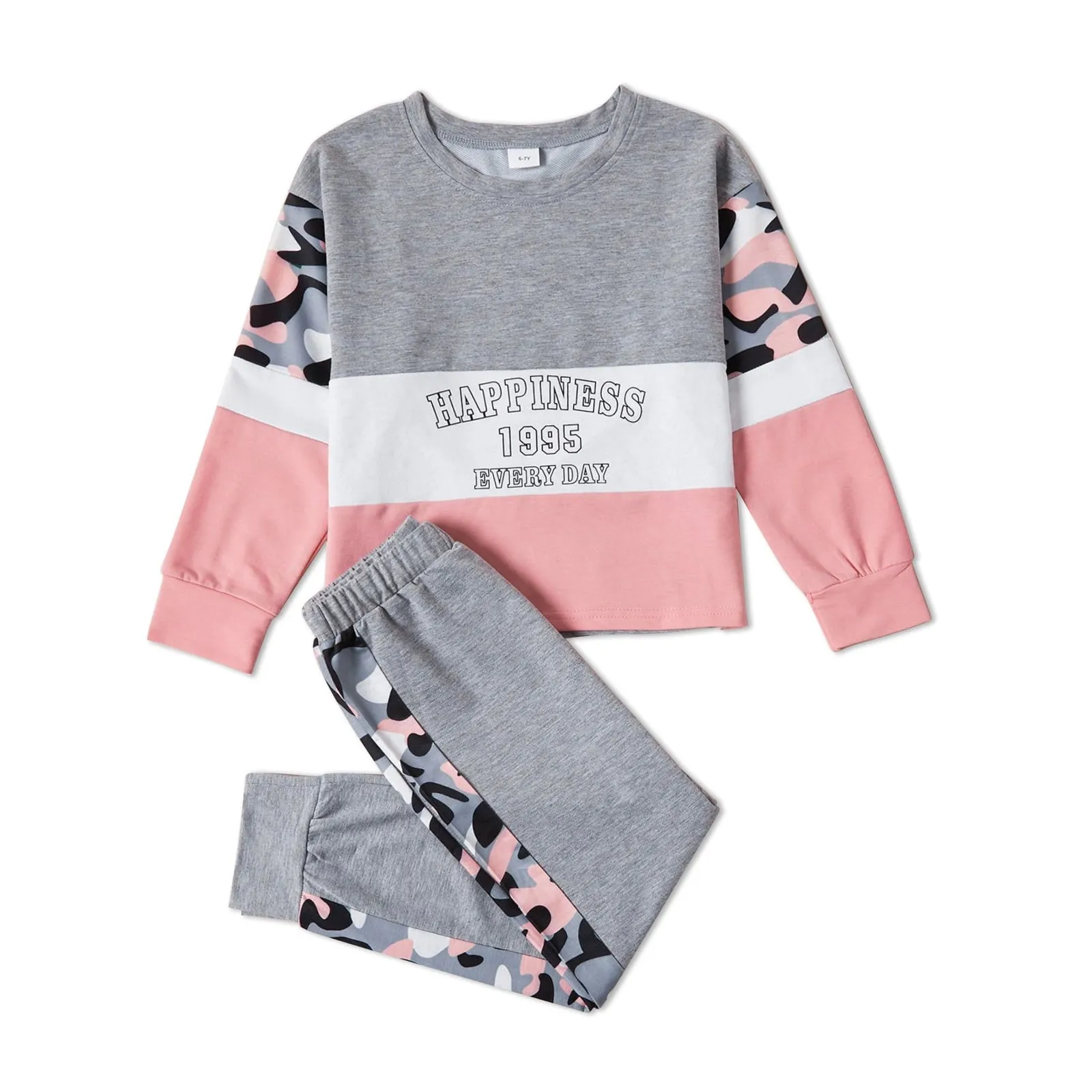 PatPat Kid Girls Sweatshirt and Jogger Set Leopard & Color Block Outfits Set Size 4-12
