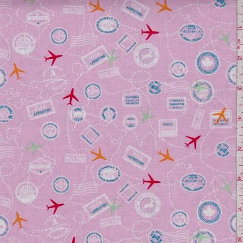 Pink "Mapped Out" Print Cotton Fabric