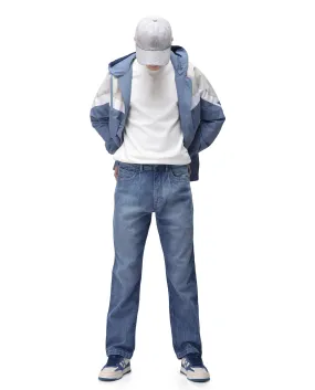 Rare Rabbit Men's Bagg-2 Blue Cotton Fabric Mid Wash Mid Rise Plain Jeans