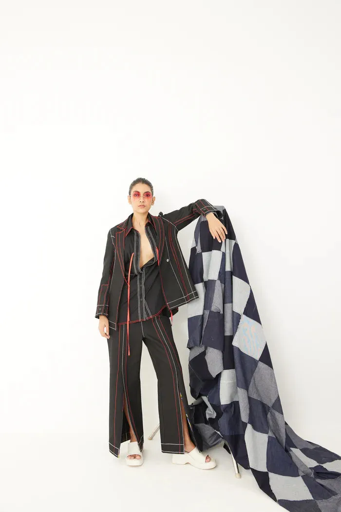 Rover Denim Topstitching Blazer With Trousers