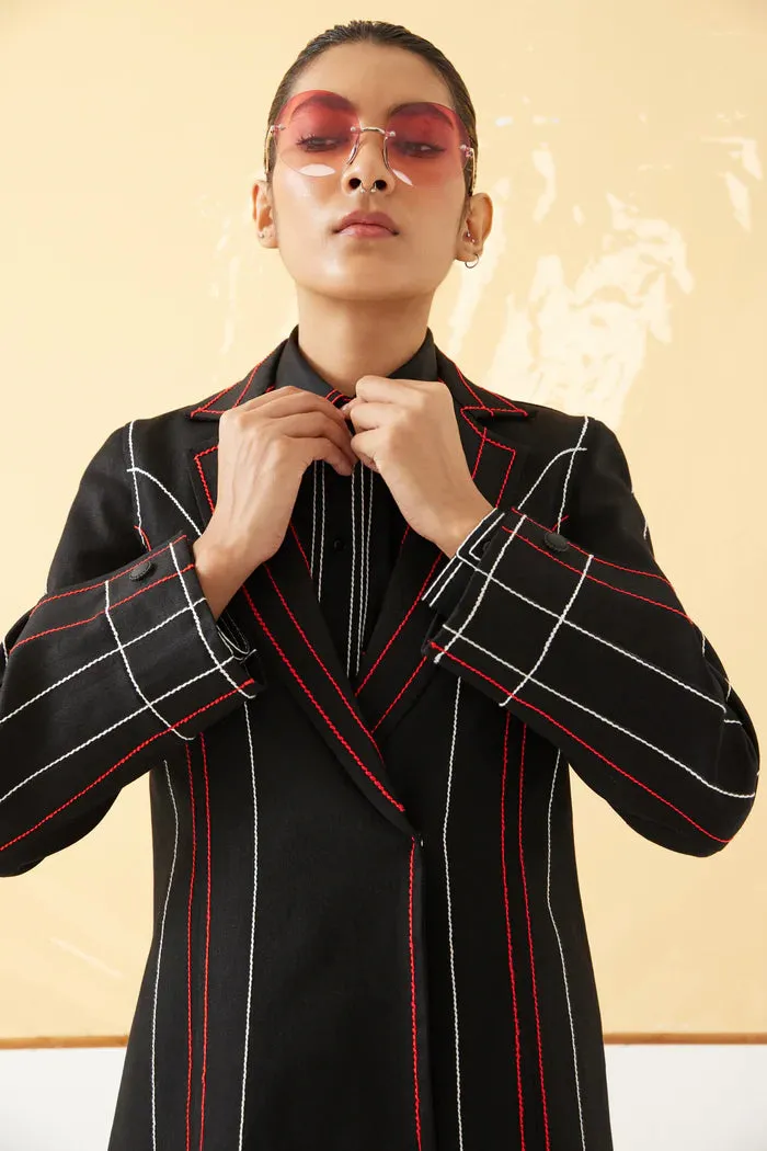 Rover Denim Topstitching Blazer With Trousers