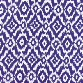Royal Blue-White Ikat Printed Rayon Crepe Faille Woven Fabric