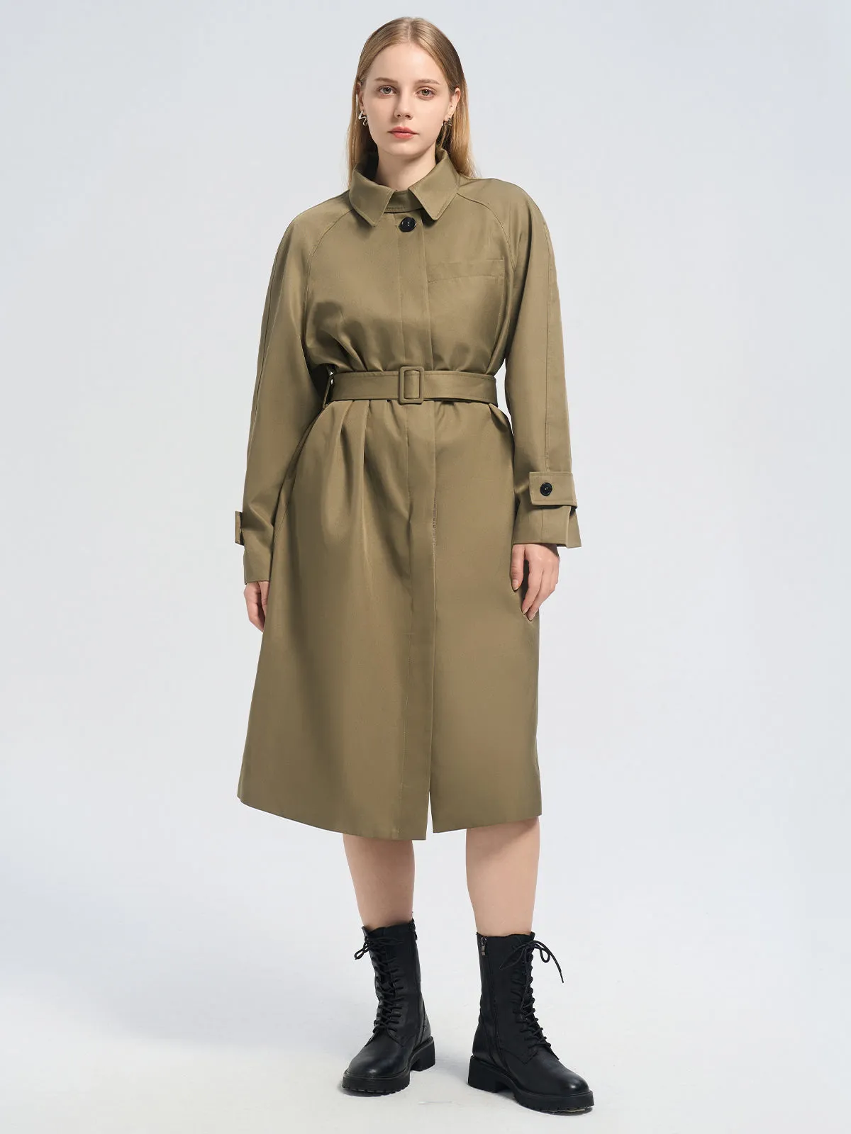 Single-Breasted Belted Trench Coat
