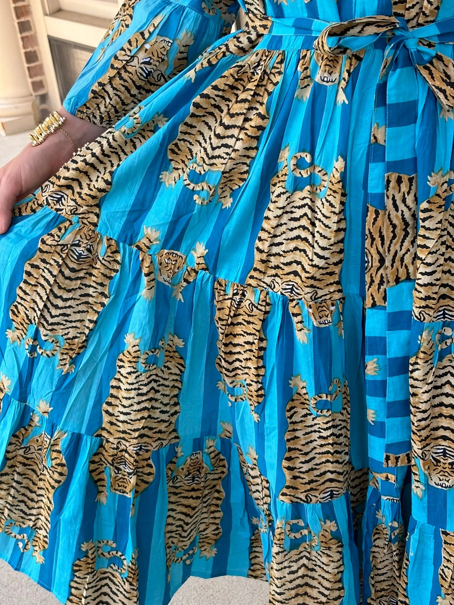 Tiger Midi Dress - Turquoise