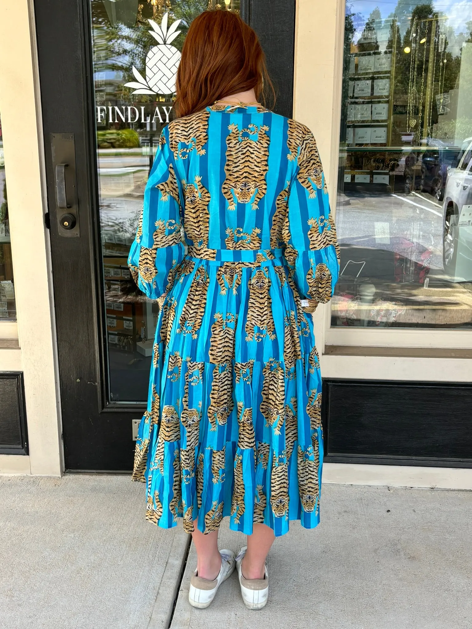 Tiger Midi Dress - Turquoise