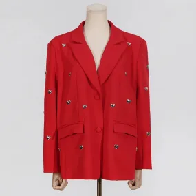 Trend4us Heart-Embellished Oversized Blazer Jacket
