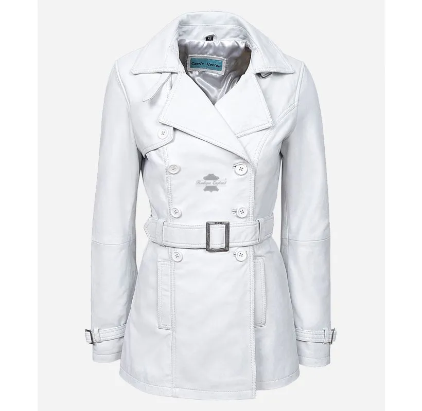 VENICE LADIES Leather TRENCH COAT MID-LENGTH DOUBLE BREASTED LEATHER WOMEN COAT
