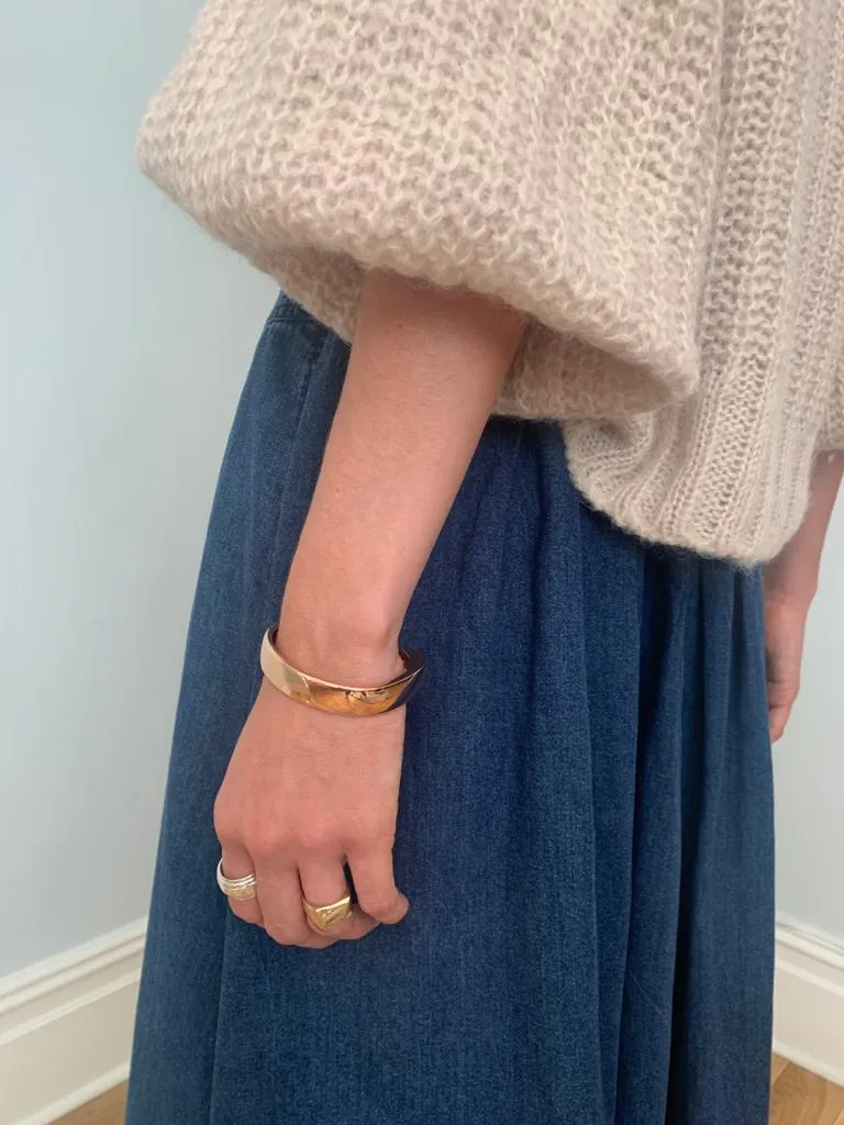 Vintage button front soft long denim skirt