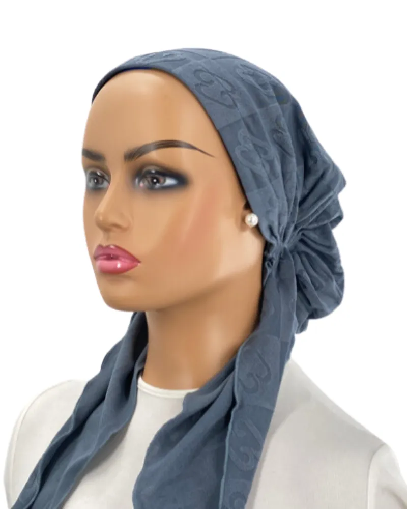 VT2411-25 Denim Classic Contrast Versatile Style Long Tails Open Back Pre-Tied Bandanna