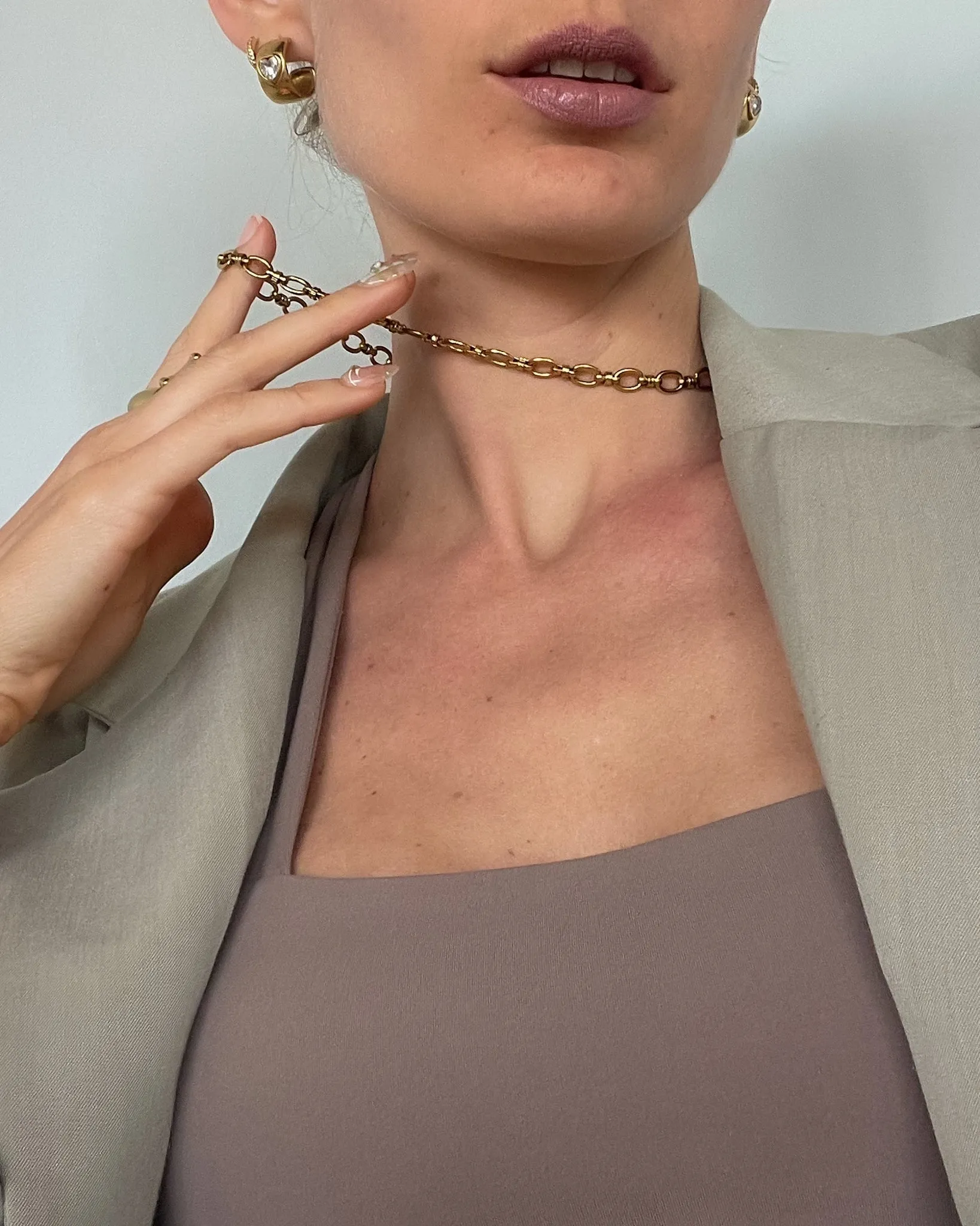 WATERPROOF STATEMENT LINK CHAIN NECKLACE 18k GOLD PVD