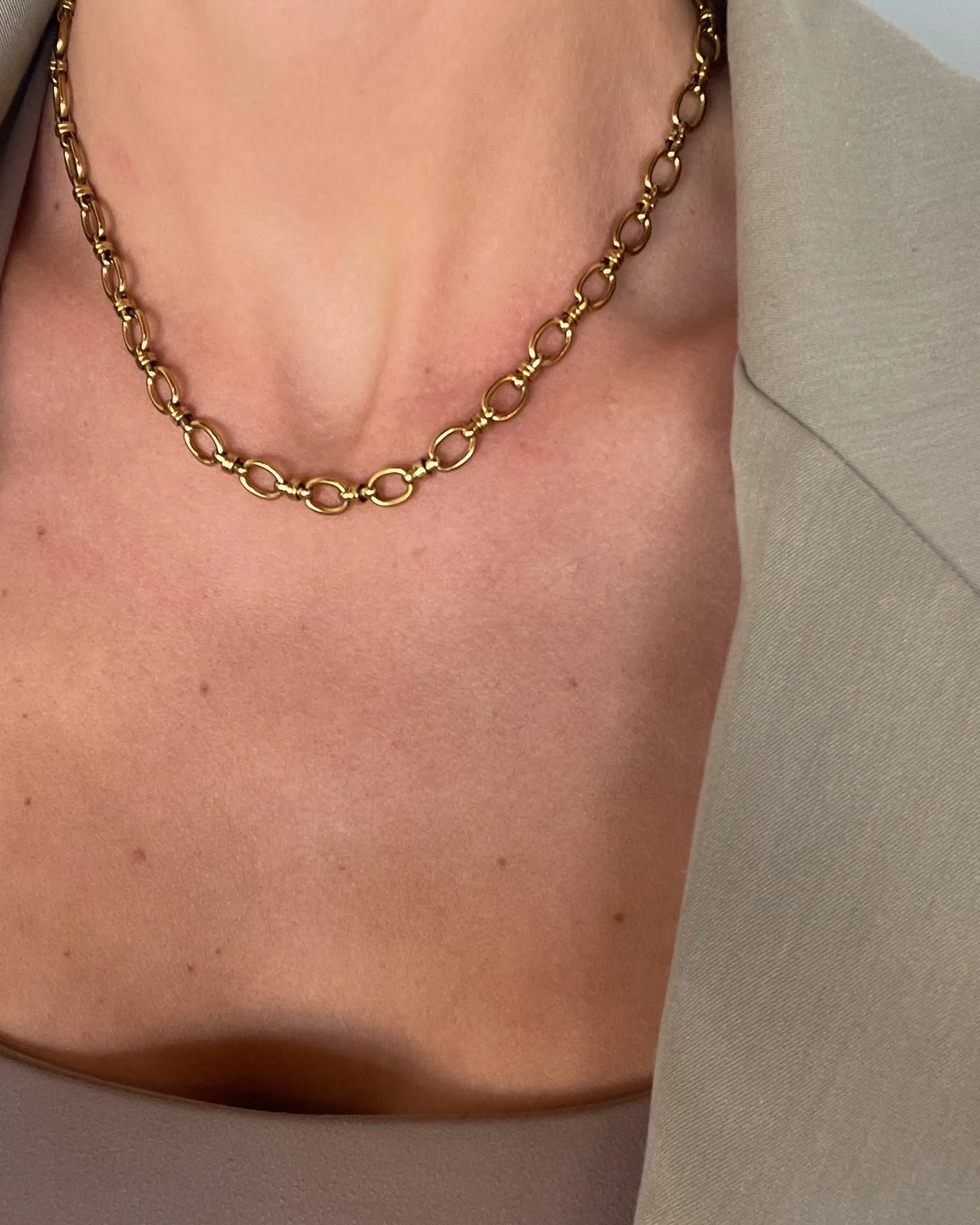 WATERPROOF STATEMENT LINK CHAIN NECKLACE 18k GOLD PVD