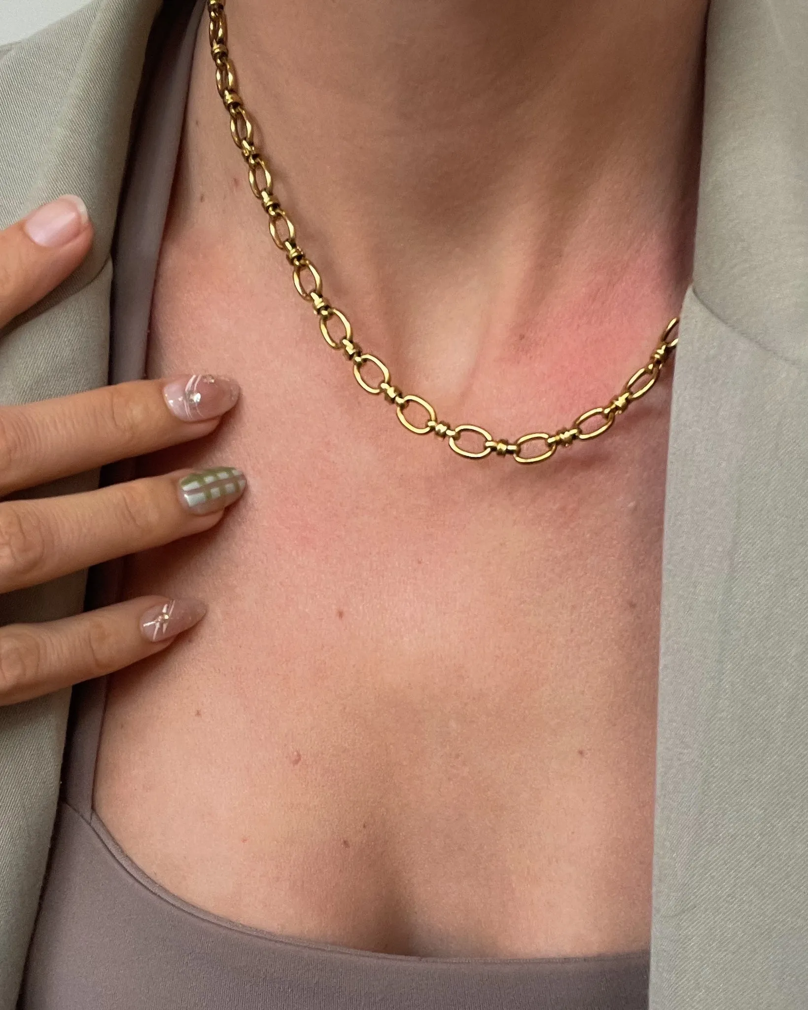 WATERPROOF STATEMENT LINK CHAIN NECKLACE 18k GOLD PVD
