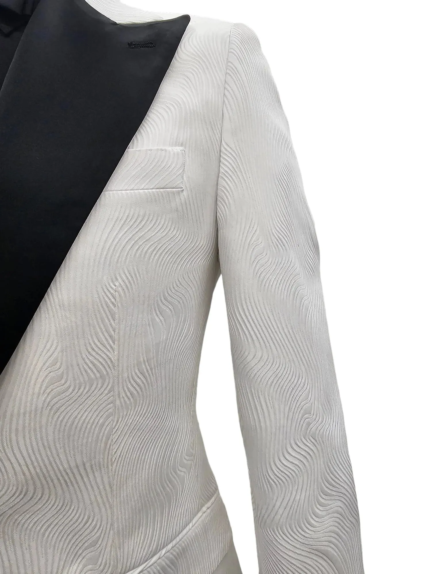 White Tuxedo with Black Trim - Timeless Elegance - 2024 Prom and Wedding Seasons