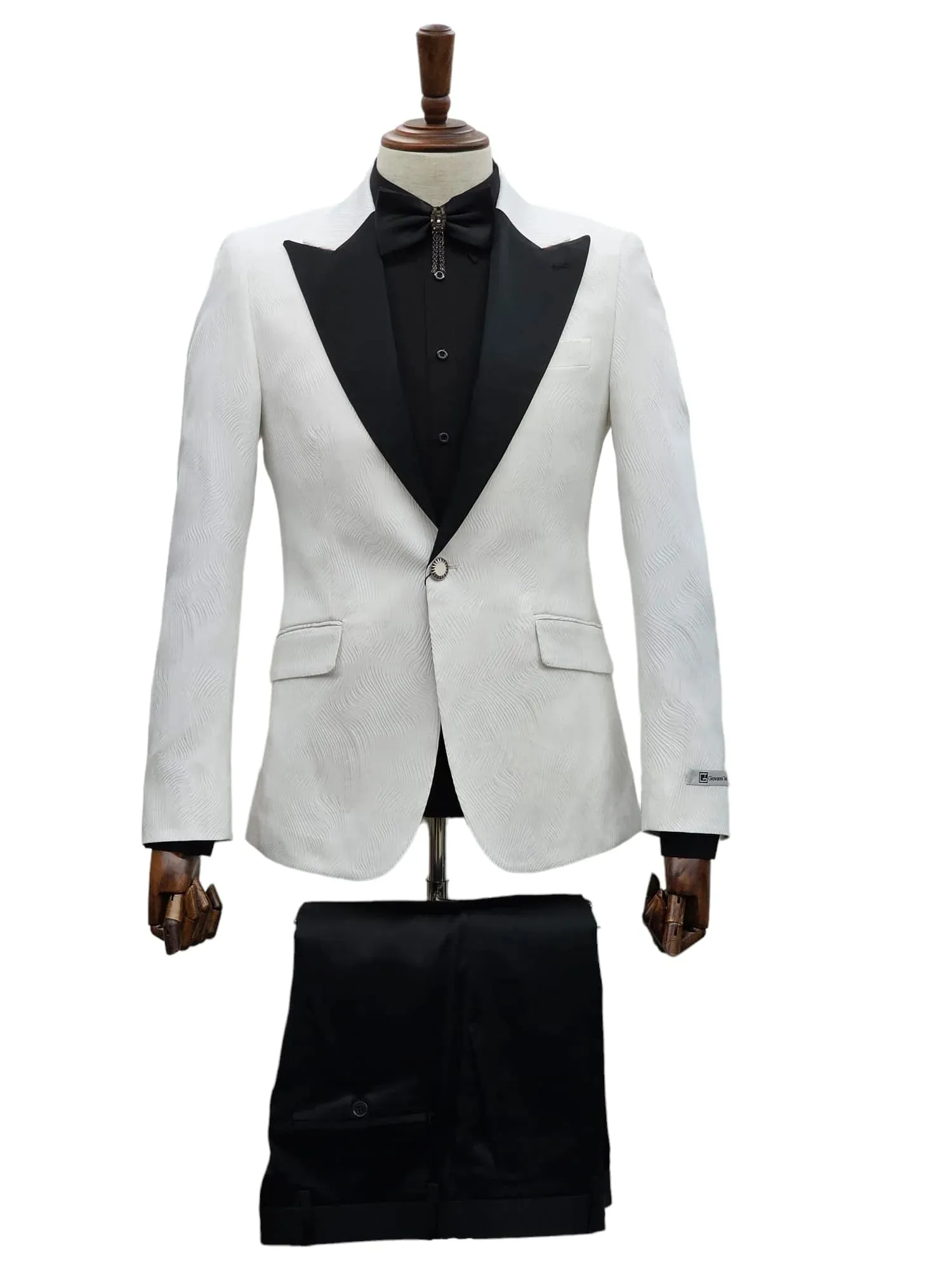 White Tuxedo with Black Trim - Timeless Elegance - 2024 Prom and Wedding Seasons