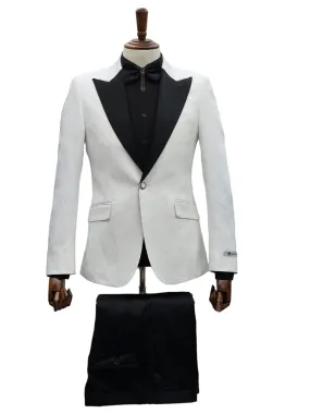 White Tuxedo with Black Trim - Timeless Elegance - 2024 Prom and Wedding Seasons