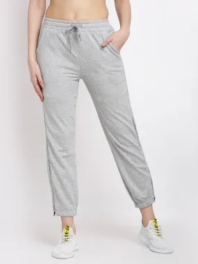Women Grey Straight Fit Ankle-Length Sports Joggers