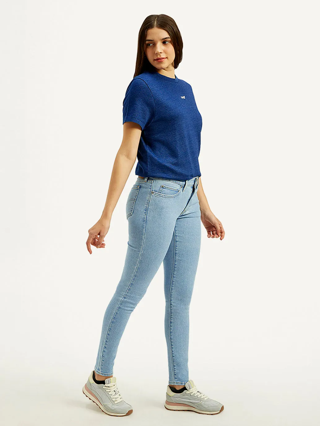 Women's Mid Rise Skinny Fit Light Blue Jeans